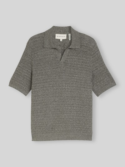 Tom Tailor Koszulka polo z mieszanki bawełny i lnu, krój regular fit Oliwkowy melanż 2