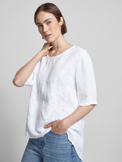 ZABAIONE Linnen blouse met structuurmotief, model 'La44ura' Offwhite - 3