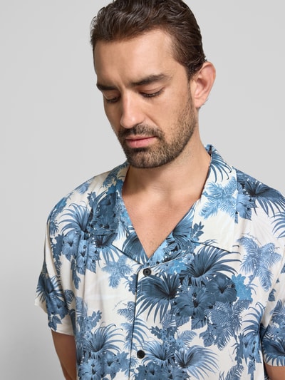 BOSS Relaxed fit vrijetijdsoverhemd met all-over motief Lichtblauw - 3