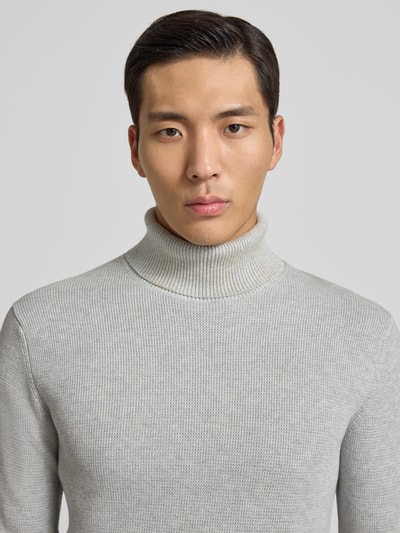 Selected Homme Regular Fit Rollkragenpullover aus reiner Baumwolle Modell 'DANE' Hellgrau 3