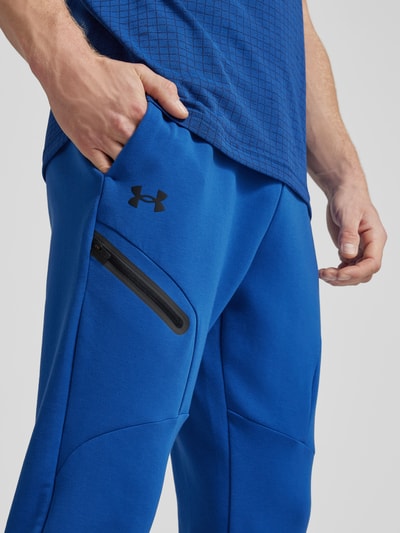 Under Armour Regular fit sweatpants met ritszak, model 'UNSTOPPABLE' Rookblauw - 3