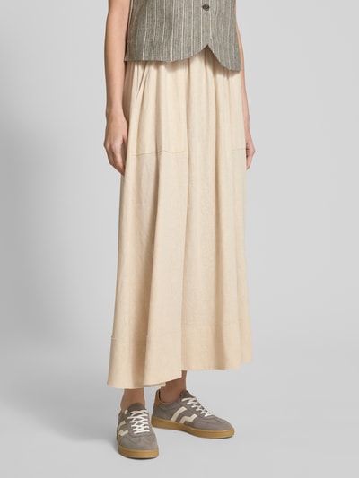 YAS Linnen broek met elastische band, model 'FLAXY' Beige - 4