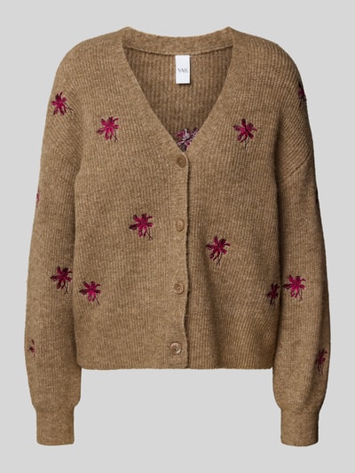 YAS Strickjacke mit Stitching-Details Modell 'FLEUR' Taupe 2