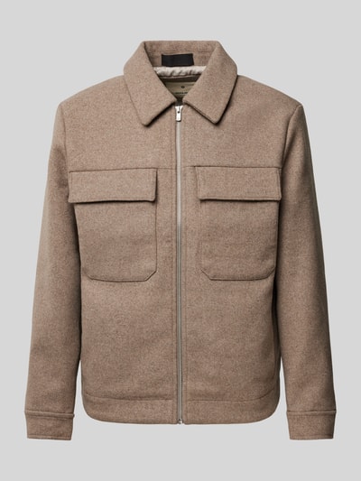 Jack & Jones Premium Regular fit overhemdjack met ritssluiting, model 'BLURUSSEL' Beige - 2