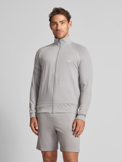 BOSS Regular Fit Sweatjacke aus Baumwoll-Mix Hellgrau 4