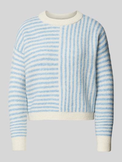 Vero Moda Regular Fit Strickpullover mit Streifenmuster Modell 'URANUS' Hellblau 2