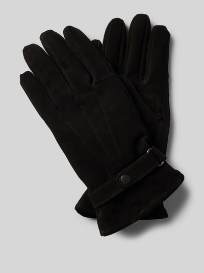 Barbour Lederhandschuhe mit Ziernähten Black 1