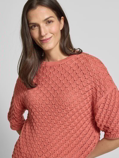 Jake*s Casual Gebreide pullover met 3/4-mouwen Terracotta - 3
