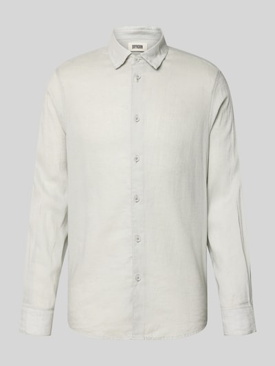 Produktfoto, Slim Fit Poloshirt aus Leinen-Baumwoll-Mix Modell 'RAMIS' von Drykorn in Two-Tone-Optik, helle Farbe, glatte Textur, Herren Poloshirt, Rückenlänge 80 cm, Schulterbreite 46 cm, Ärmellänge 66 cm
