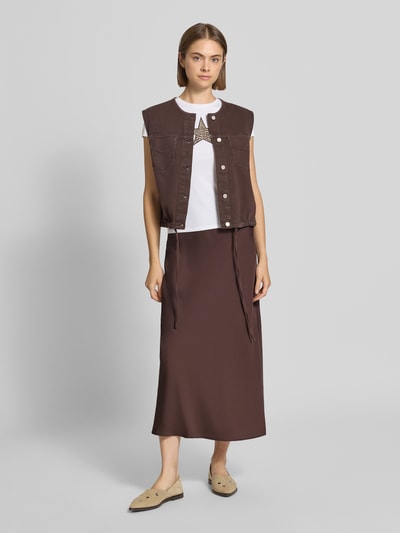 ONLY Vloeiende maxi-rok met elastische band model 'CHIGO' Donkerbruin - 1