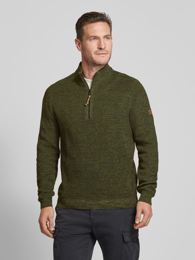 camel active Gebreide pullover met ribboorden Olijfgroen - 4