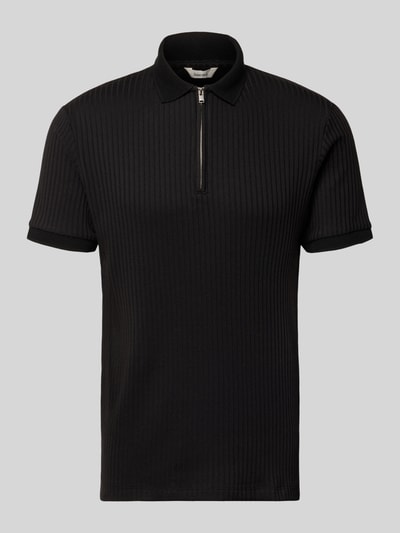 Produktfoto, Regular Fit Poloshirt mit Bio-Baumwoll-Anteil Modell 'FAVE' von Selected Homme, efekt: jednolity kolor, krój regular fit, kołnierzyk polo, zamek błyskawiczny, krótki rękaw, zakończenie rękawów: prążkowane ściągacze, wykończenie materiału: dzianina