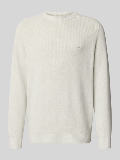 Fynch-Hatton Regular Fit Strickpullover aus reiner Baumwolle Offwhite 1