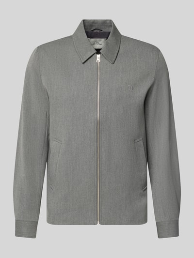 Produktfoto, Jacke mit Logo-Stitching Modell 'Como' von Les Deux aus grauem Material-Mix mit Reißverschluss und Kentkragen, Straight Fit
