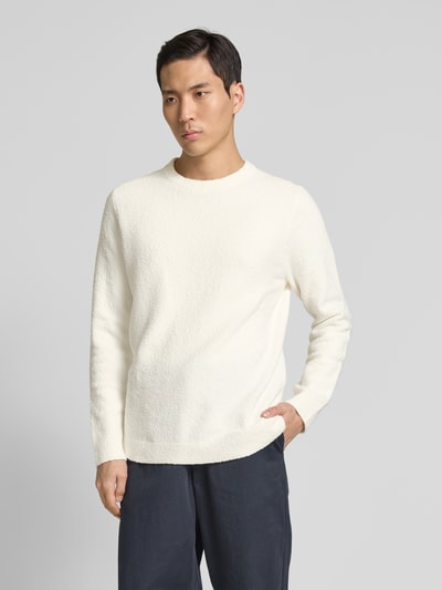 Samsøe Samsøe Regular Fit Strickpullover aus Baumwoll-Mix mit Leinen-Anteil Modell 'SANINO' Offwhite 4