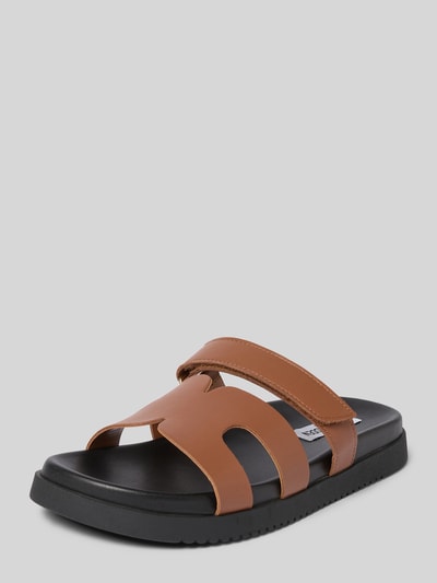Steve Madden Leren slippers met klittenband, model 'MISSILE' Cognac - 1