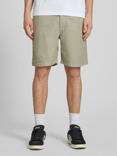 Pepe Jeans Relaxed Fit Chinoshorts aus Baumwoll-Leinen-Mix Oliv 4
