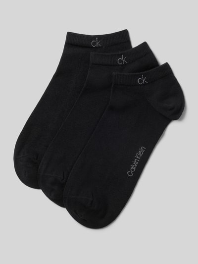 Produktfoto, Socken aus Baumwoll-Mix im 3er-Pack von CK Calvin Klein für Herren, einfarbig schwarz, glatte Oberfläche, dezentes Logo.