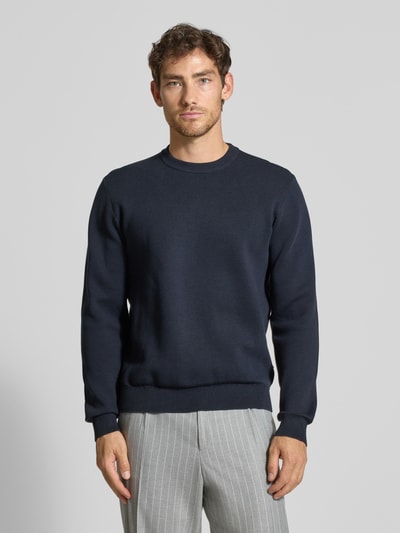 Casual Friday Gebreide pullover met ronde hals, model 'THEO' Donkerblauw - 4