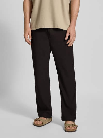 JAKE*S STUDIO MEN Sweatpants in Ripp-Optik mit elastischem Bund Dunkelbraun 4