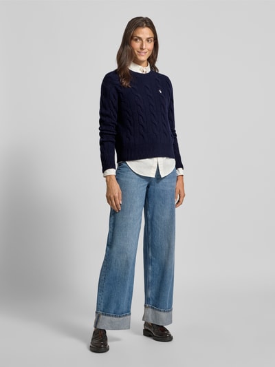 Polo Ralph Lauren Sweter z dzianiny z mieszanki bawełny i kaszmiru ze ściegiem warkoczowym Granatowy 1