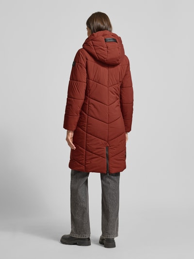 khujo Gewatteerde lange jas met capuchon, model 'ARIBAY' Donkerrood - 5