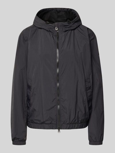 Produktfoto, Regular Fit Jacke mit Kapuze Modell 'Nigle' von Peuterey in dunklem Farbton mit Zweiwege-Reißverschluss, Eingrifftaschen, elastische Abschlüsse, Rückenlänge 60 cm, Schulterbreite 47 cm, Brustweite 57 cm, Ärmellänge 61 cm