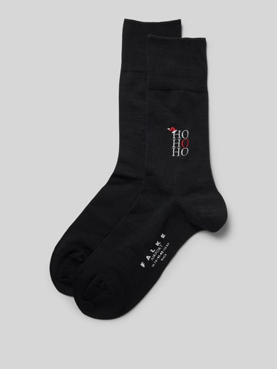 Falke Socken mit Statement-Stitching Modell 'AIRPORT HO HO HO' Black 1