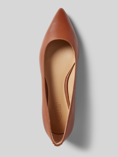 Lauren Ralph Lauren Lederballerinas mit Blockabsatz Modell 'LONDYN' Cognac 3