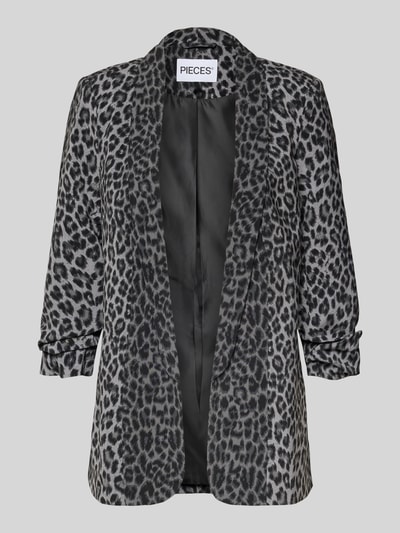 Produktfoto, szary Shaped Fit Longblazer mit Schalkragen model 'BOSELLA' od PIECES z wzorem panterki, gładka tekstura