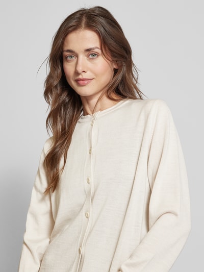 MAERZ Muenchen Wollcardigan mit Rundhalsausschnitt Beige 3