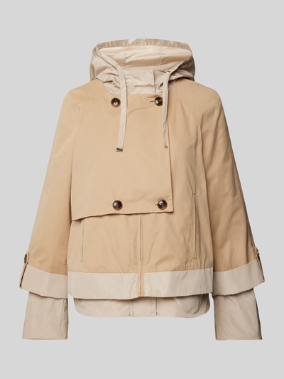 Stefanel Jacke in Two-Tone-Machart mit Kapuze Beige 2