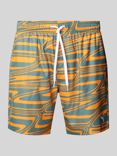 Puma Relaxed Fit Badeshorts mit Logo-Print Modell 'FORMSTRIP' Orange 1