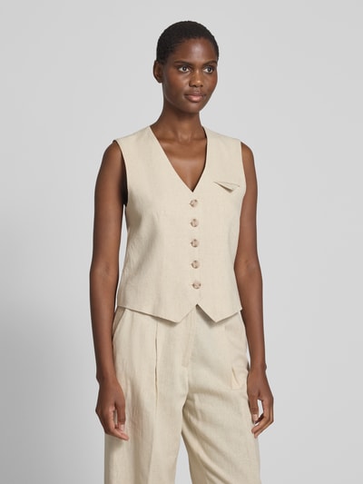 mbyM Linnen gilet met V-hals, model 'Flavio' Beige - 4