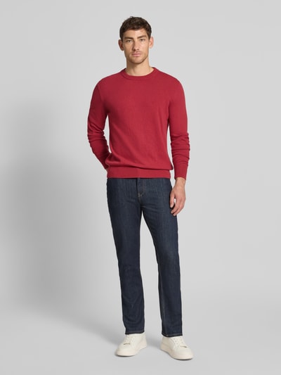 Marc O'Polo Sweter z dzianiny o kroju regular fit z mieszanki bawełny i żywej wełny Rdzawoczerwony 1