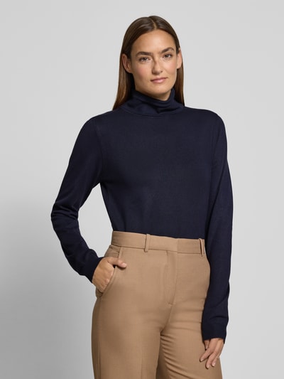 MORE & MORE Rollkragenpullover aus Viskose-Mix mit Label-Detail Marine 4