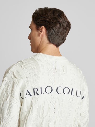 CARLO COLUCCI Strickpullover mit Label-Badge Offwhite 3