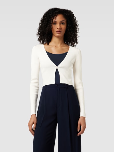 Jake*s Cocktail Cropped Cardigan mit Feinripp Ecru Melange 4