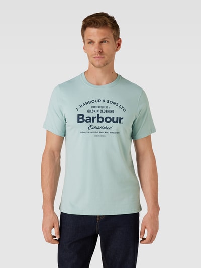 Barbour T-shirt met labelprint, model 'BRAIRTON' Lichtturquoise gemêleerd - 4