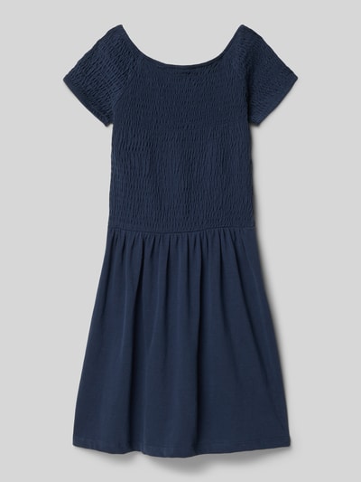 Productfoto, Tailliertes Freizeitkleid aus reiner Baumwolle von s.Oliver RED LABEL in effen kleuren, getailleerd, midi, carmenhals, korte mouw, uitlopend, geweven webware, puur katoen.