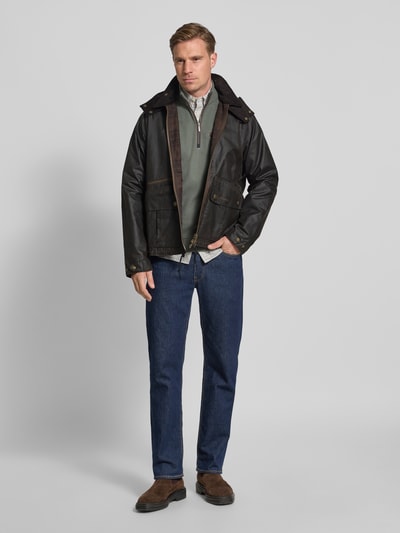 Barbour Regular fit parka van gewaxt katoen, model 'RE-ENGINEERED' Olijfgroen - 1