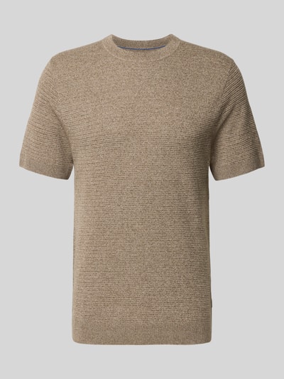 Produktfoto, Strickshirt mit Rundhalsausschnitt Modell 'RILEY' von Jack & Jones Premium, bawełna, krój slim fit, strukturalny wzór, kolor beżowy