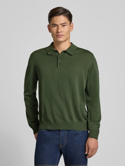 MAERZ Muenchen Regular fit pullover van merinowol in gebreide look Olijfgroen - 4