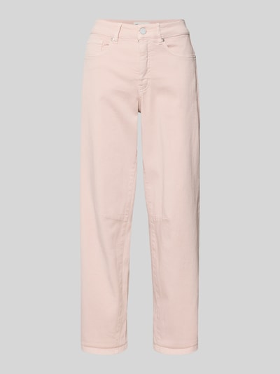 Produktfoto, Straight Fit Jeans im 5-Pocket-Design Modell 'Melly' von OPUS PANTS in zartem Rosa aus elastischem Baumwoll-Mix, glatte Textur.