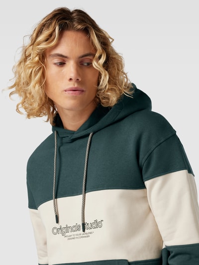 Jack & Jones Hoodie met labelprint, model 'LAKEWOOD' Donkergroen - 3