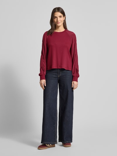 Marc Cain Relaxed Fit Longsleeve mit Raffungen Kirsche 1