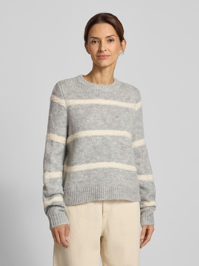 Vero Moda Regular Fit Strickpullover mit Woll-Anteil Modell 'ZADA' Hellgrau 4