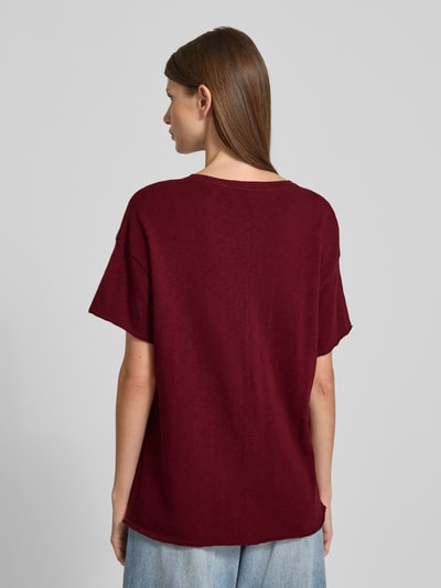 American Vintage Relaxed fit T-shirt met extra brede schouders, model 'Sonoma' Bordeaux - 5