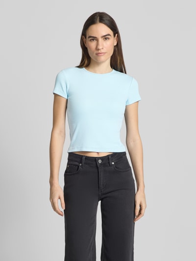 Vero Moda T-shirt o kroju regular fit z prążkowaniem model ‘CHLOE’ Jasnoniebieski 4