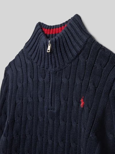 Polo Ralph Lauren Kids Gebreide pulllover met opstaande kraag en ritssluiting Marineblauw - 2